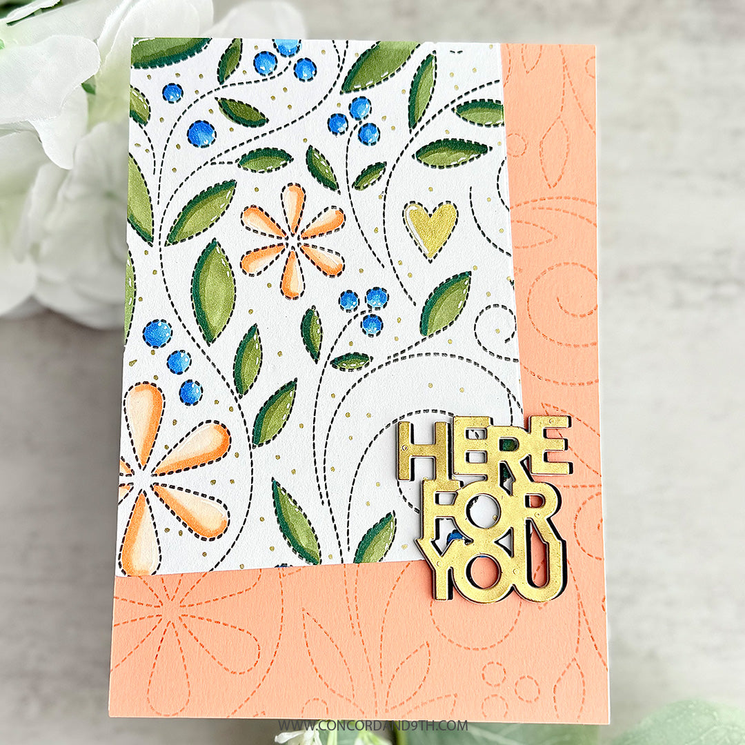 Easy Repeat Stitched Vines Background Stamp