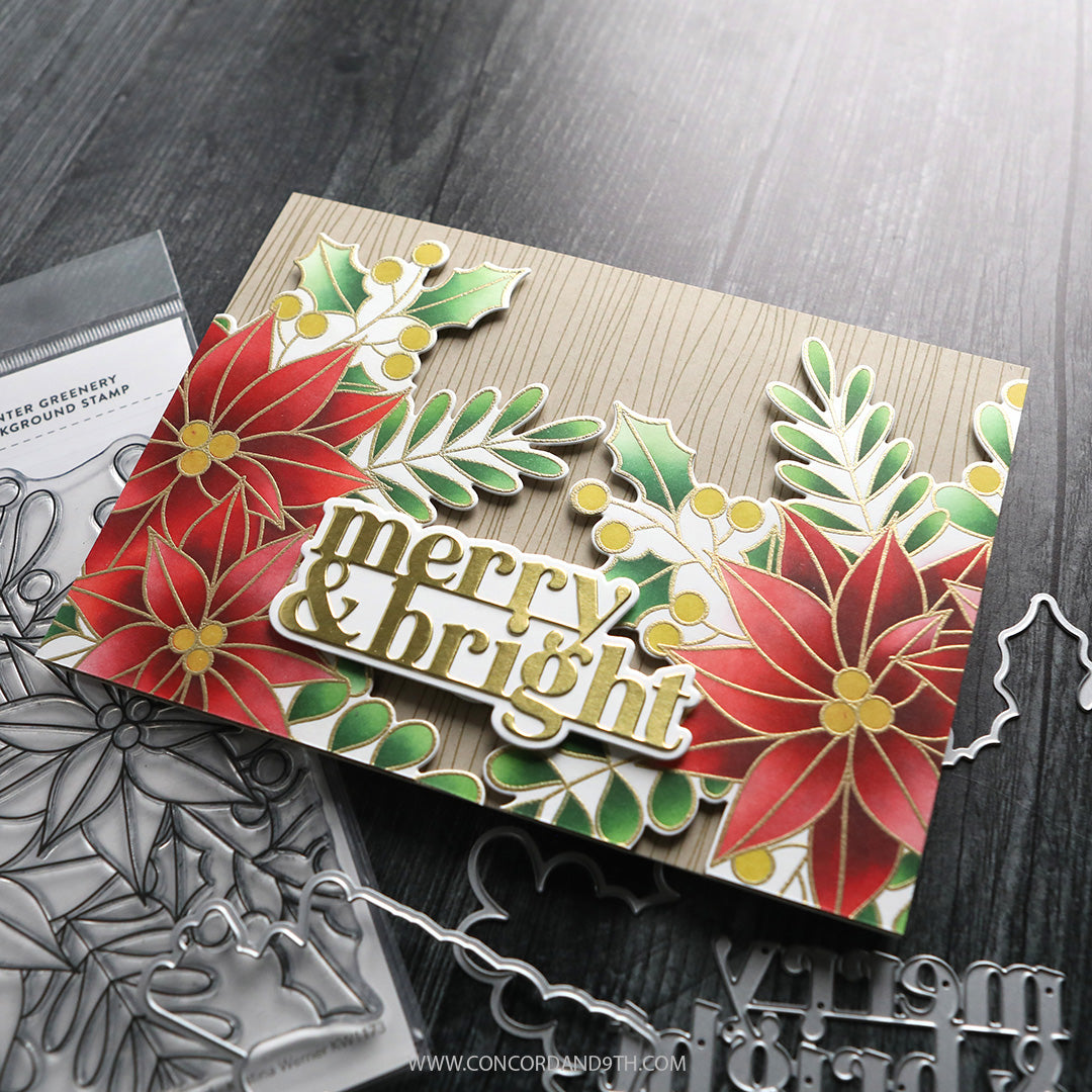 Winter Greenery Background Stamp