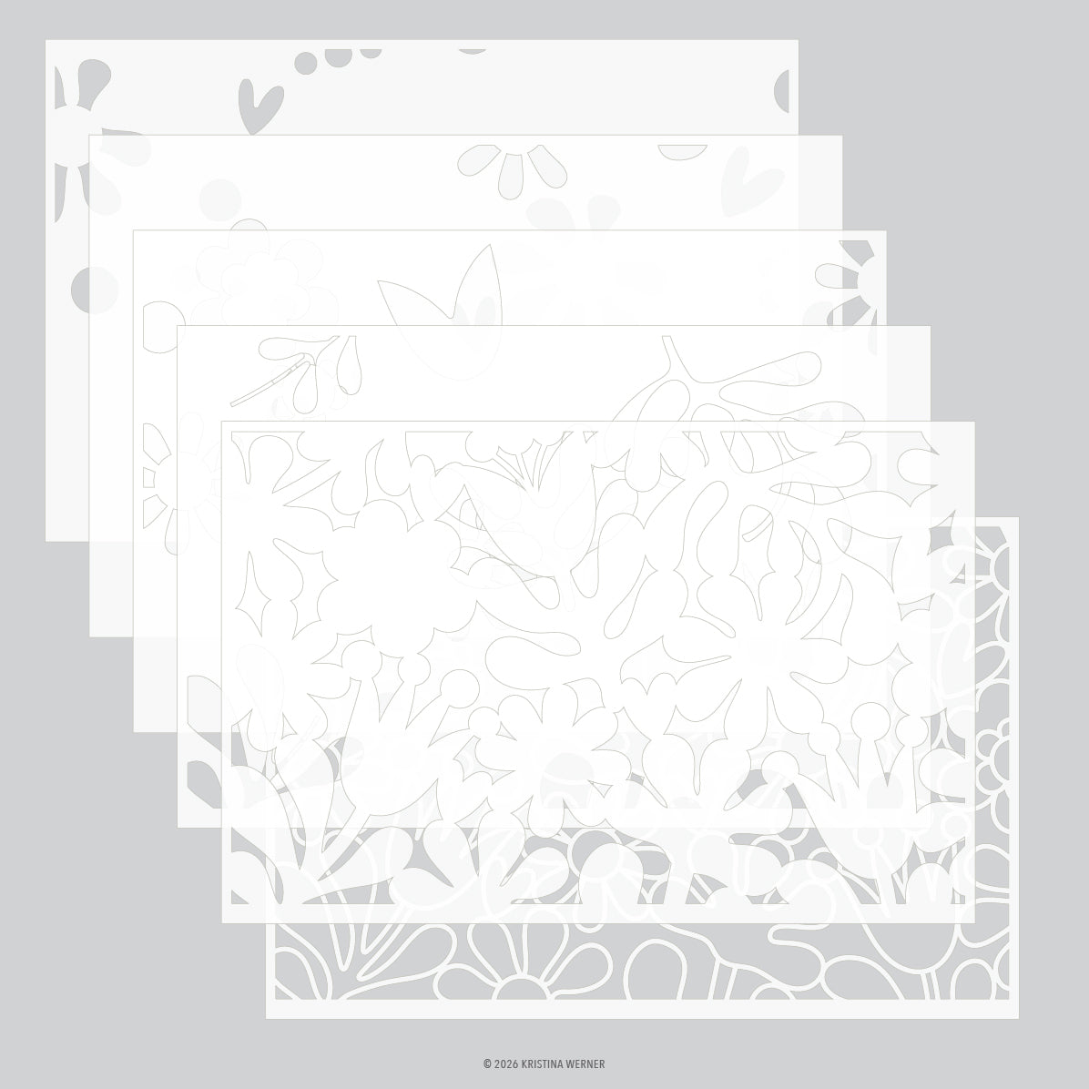 Retro Flowers Stencil Pack