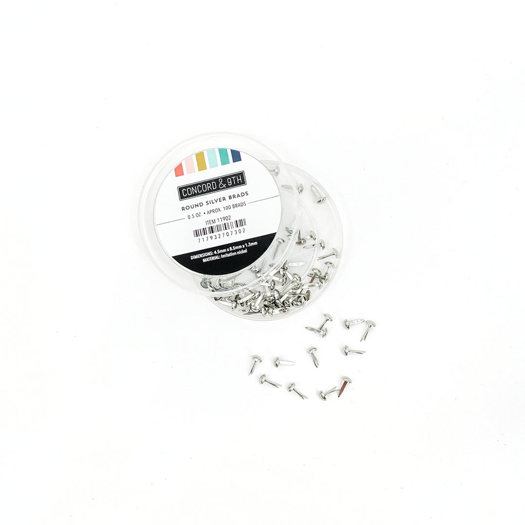 Round Silver Brads