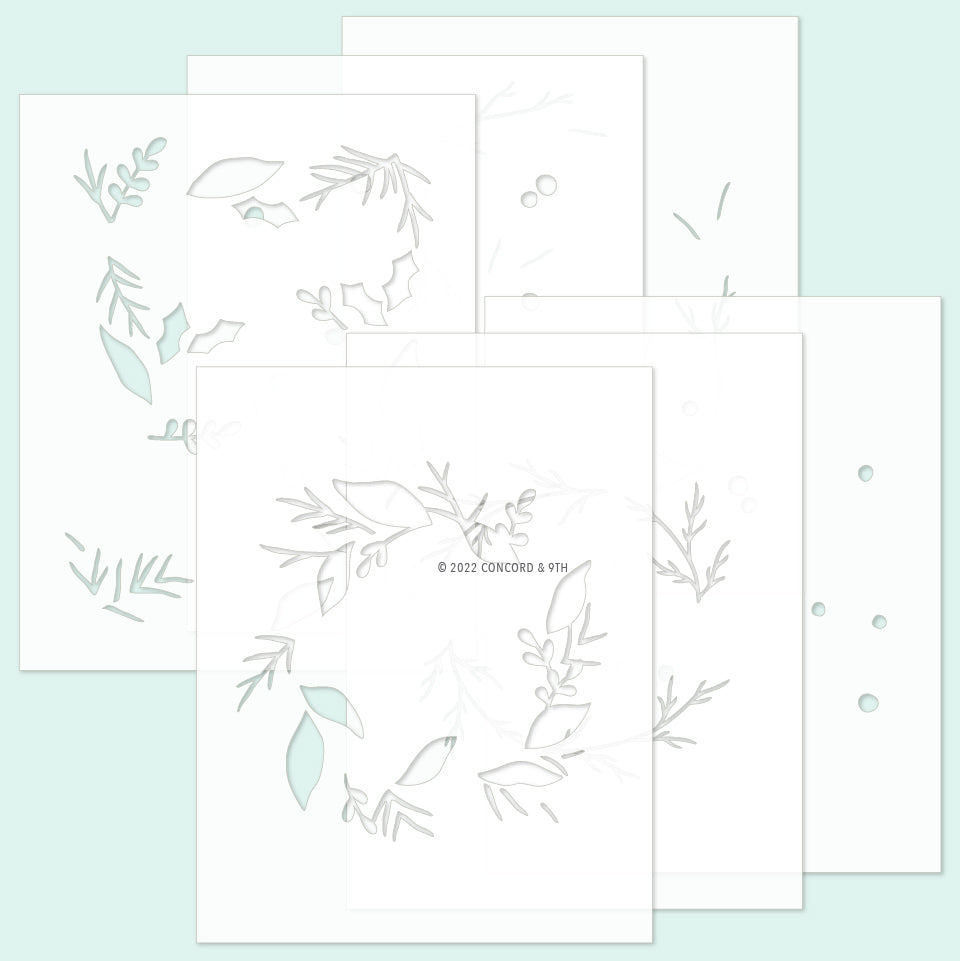 Boughs & Holly Stencil Pack