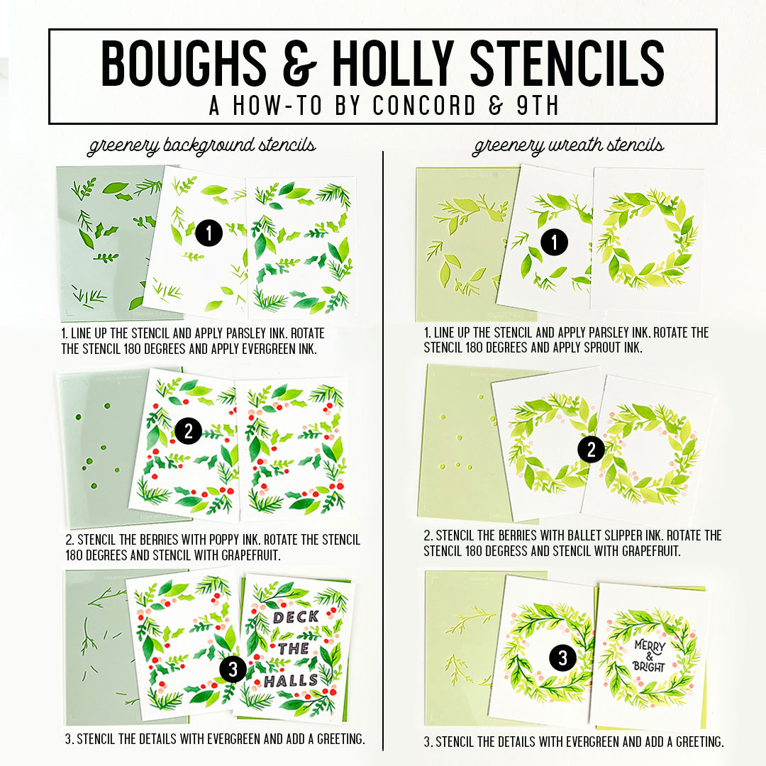 Boughs & Holly Stencil Pack