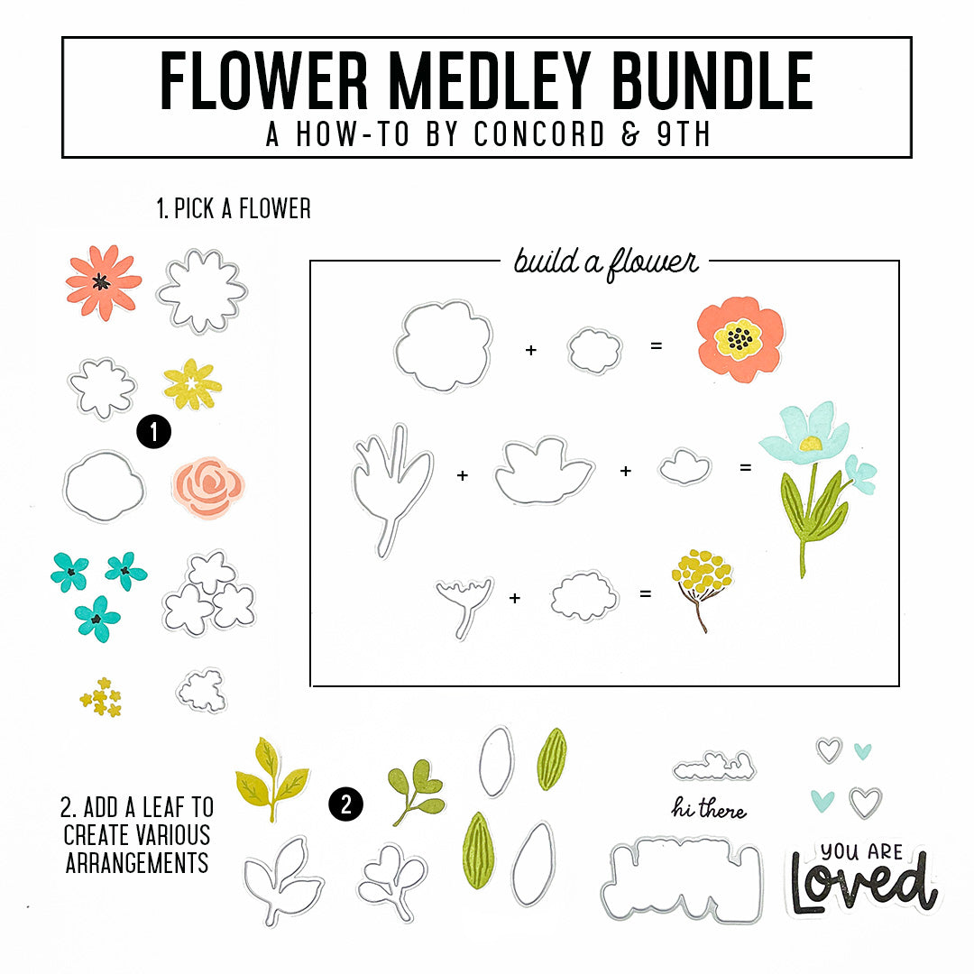 Juego de sellos Flower Medley 