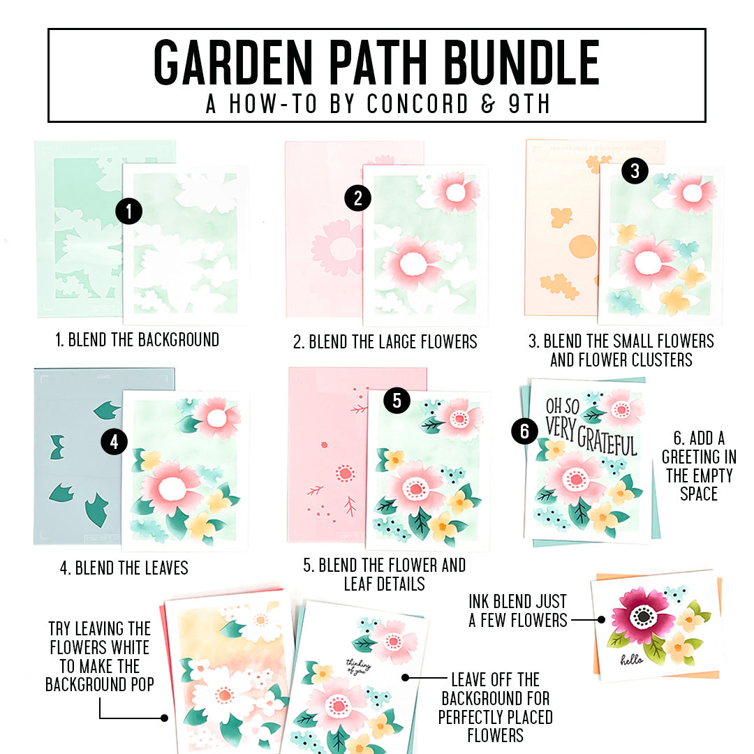 Juego de sellos con forma de camino de jardín