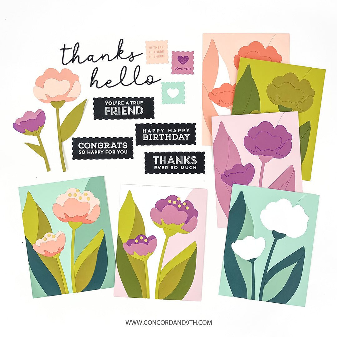 Juego de sellos con impresiones de primavera