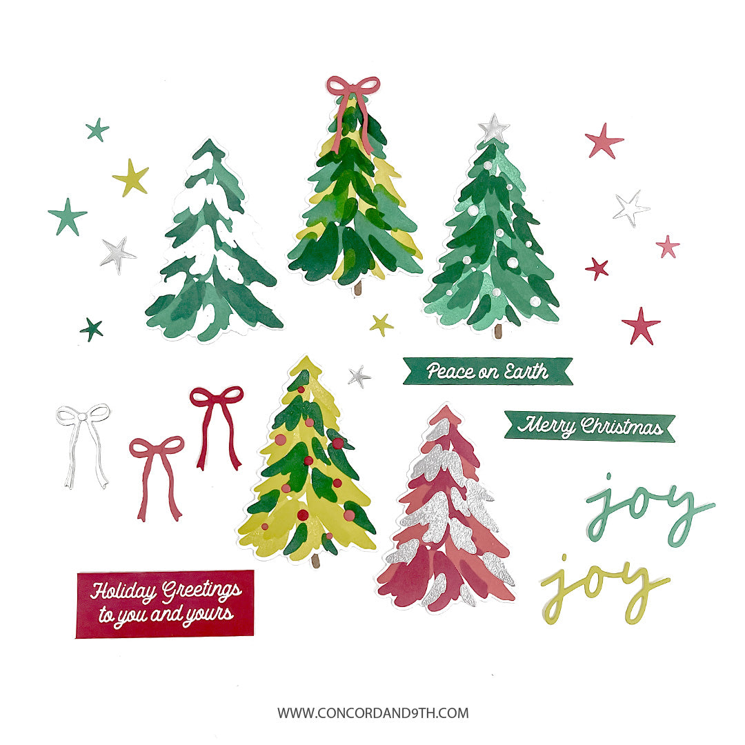 Triple-step Evergreen Stamp Set