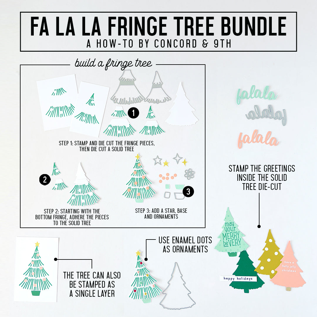Troqueles de árbol con flecos Fa La La