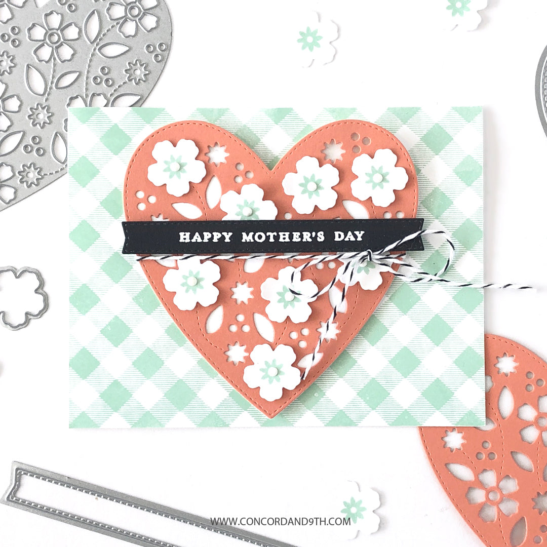 Juego de sellos de corazón floreciente de tres pasos